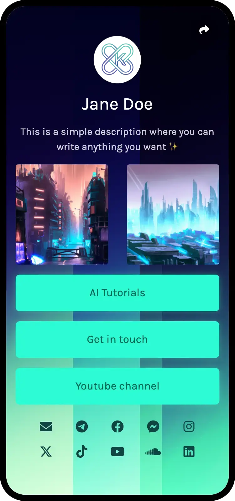 Screenshot of biolink page examples